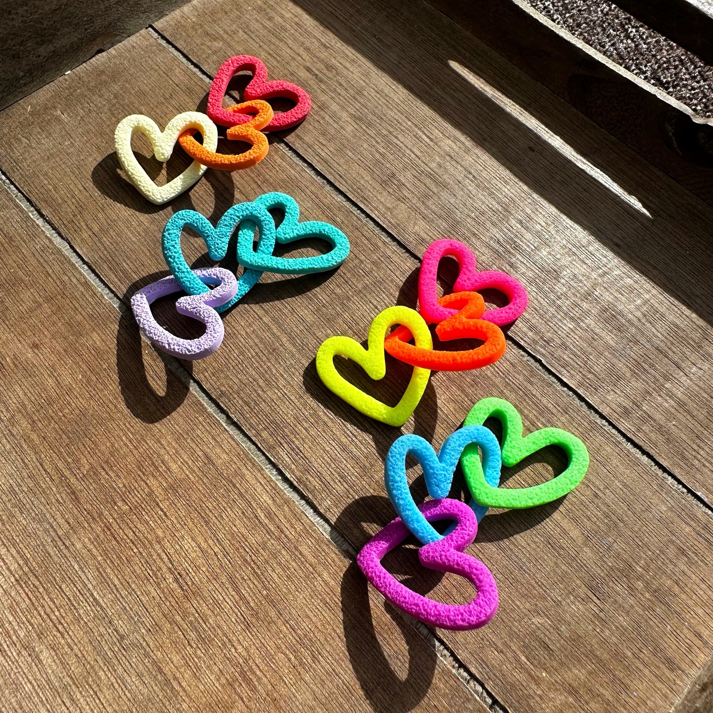 PRE-ORDER *Original/Pastel/Neon* RAINBOW HEART Trio Interlocking Statement Dangle Earrings