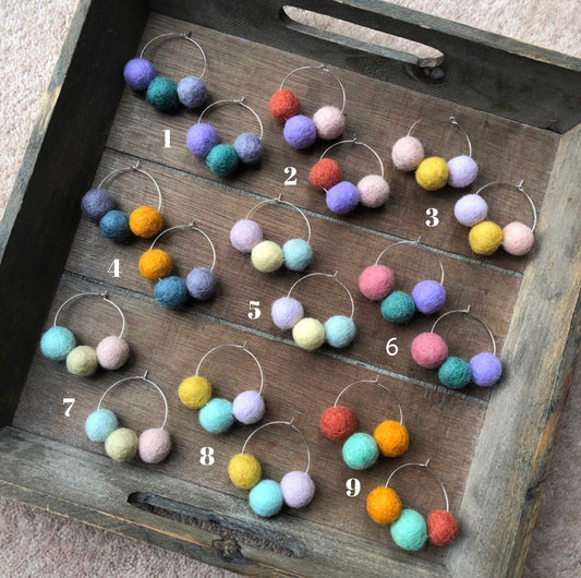 FELT Hand-Made Felt Ball Hoop Earrings